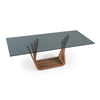 Solvang Contemporary Grey Glass + Walnut Rectangular Dining Table