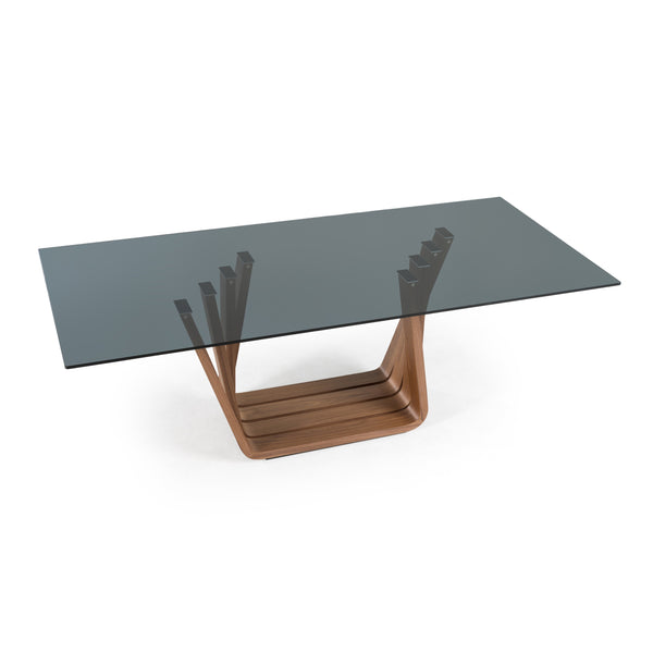 Modrest Solvang Contemporary Grey Glass & Walnut Rectangular Dining Table Model VGBB-MI1312