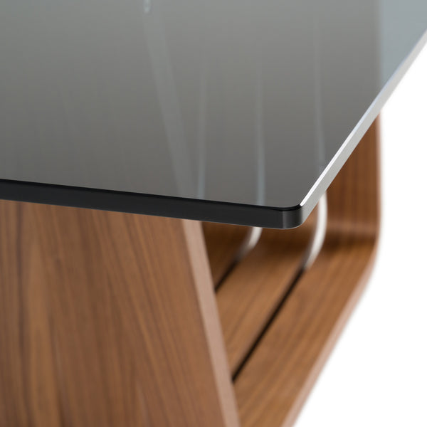 Solvang Contemporary Grey Glass + Walnut Rectangular Dining Table