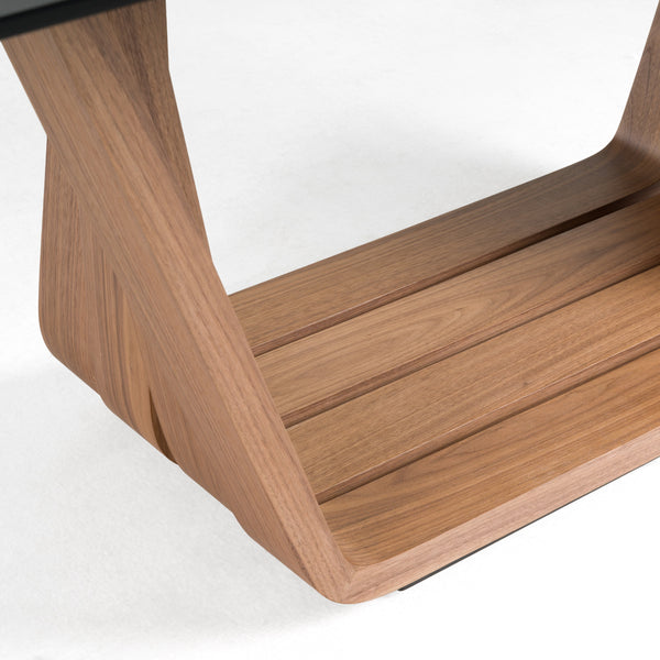 Modrest Solvang Contemporary Grey Glass & Walnut Rectangular Dining Table Model VGBB-MI1312