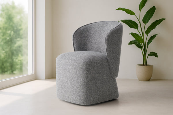 Souza Modern Grey Fabric Swivel Dining Chair