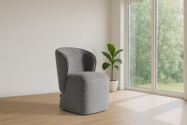 Souza Modern Grey Fabric Swivel Dining Chair