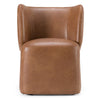 Modrest Standing Modern Brown Vegan Leather Dining Chair With Castor Wheels Model VGKK-KF.Y1255-BRN