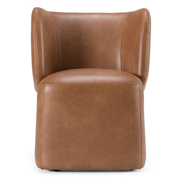 Modrest Standing Modern Brown Vegan Leather Dining Chair With Castor Wheels Model VGKK-KF.Y1255-BRN