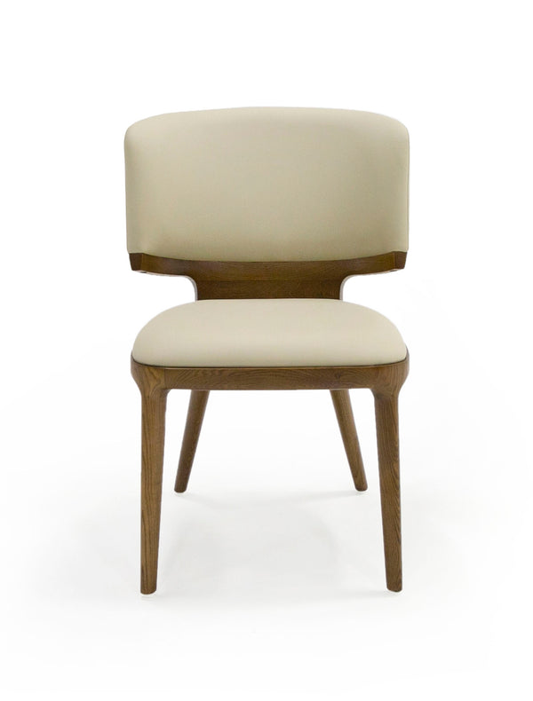 Modrest Stanley Contemporary Beige Leatherette And Walnut Set Of 2 Dining Chair Model VGCS-CH20066-DC