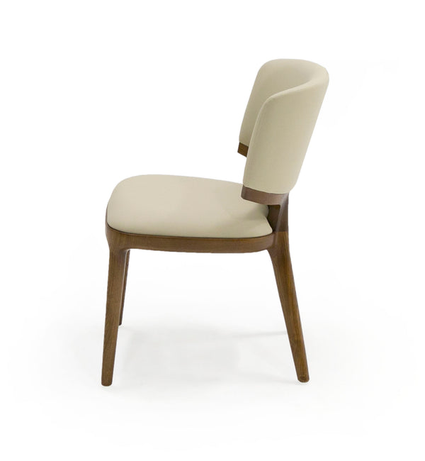 Modrest Stanley Contemporary Beige Leatherette And Walnut Set Of 2 Dining Chair Model VGCS-CH20066-DC