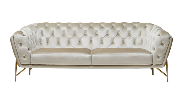 Stella Transitional Beige Velvet Sofa