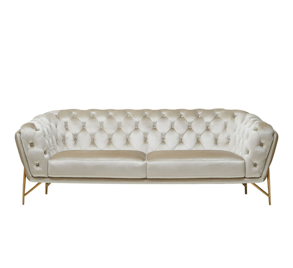 Divani Casa Stella Transitional Beige Velvet Sofa Model VGCA2020-BEIGE-S