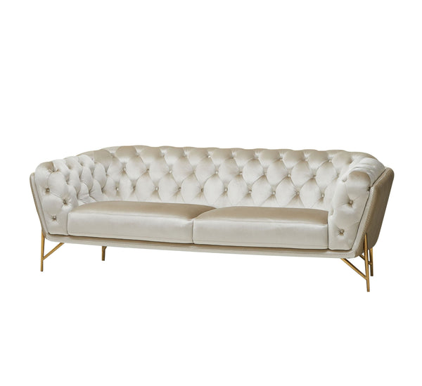 Divani Casa Stella Transitional Beige Velvet Sofa Model VGCA2020-BEIGE-S