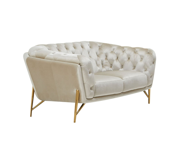 Stella Transitional Beige Velvet Loveseat