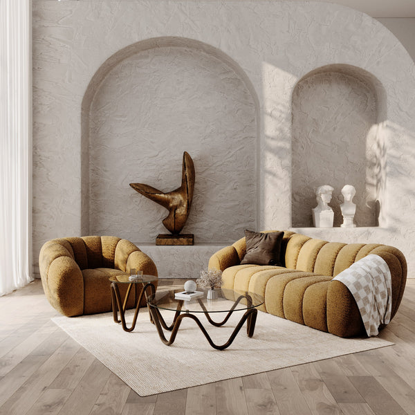 Suki Modern Camel Fabric Sofa