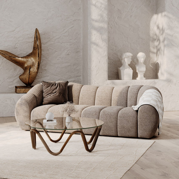 Suki Modern Taupe Fabric Sofa