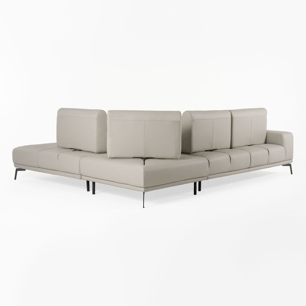 Sunset Contemporary Italian Grey Leather Right Facing Sectional Sofa