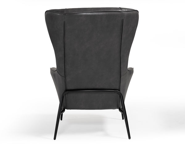 Divani Casa Susan Modern Dark Grey Leatherette Lounge Chair Model VGBNEC-084-GRY