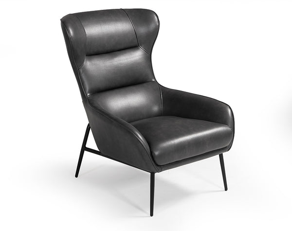 Divani Casa Susan Modern Dark Grey Leatherette Lounge Chair Model VGBNEC-084-GRY