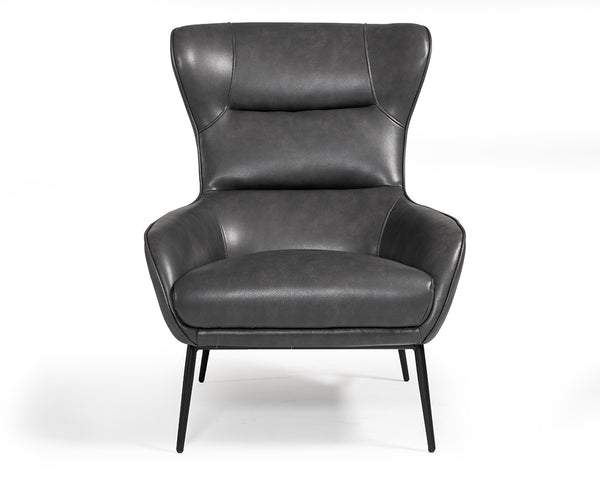 Divani Casa Susan Modern Dark Grey Leatherette Lounge Chair Model VGBNEC-084-GRY