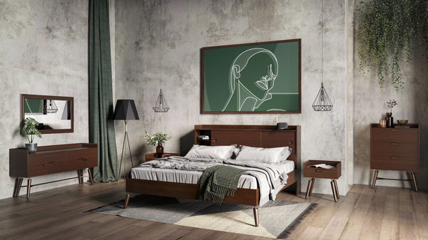 Sutton Queen Mid-Century Elisa Acacia Wood Bed