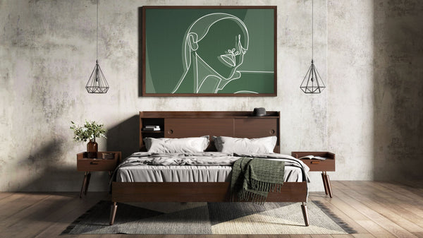 Sutton Queen Mid-Century Elisa Acacia Wood Bed