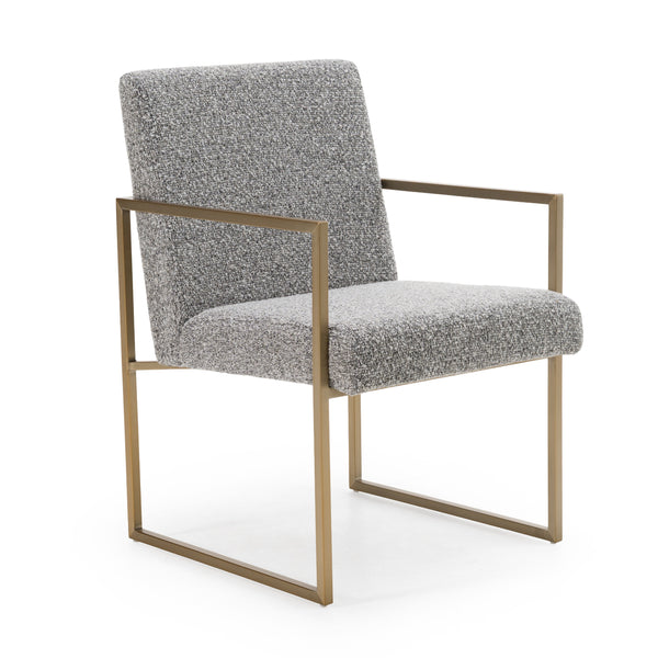 Suzanne Modern Grey Fabric + Antique Brass Dining Chair