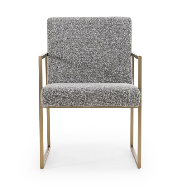Suzanne Modern Grey Fabric + Antique Brass Dining Chair