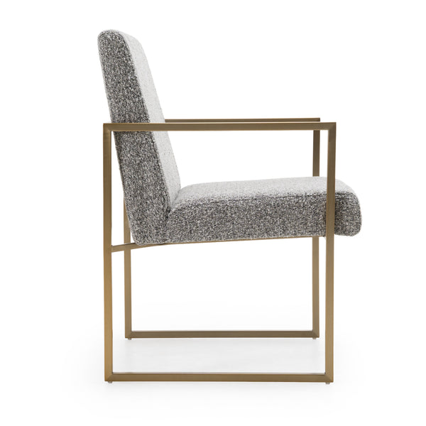 Suzanne Modern Grey Fabric + Antique Brass Dining Chair