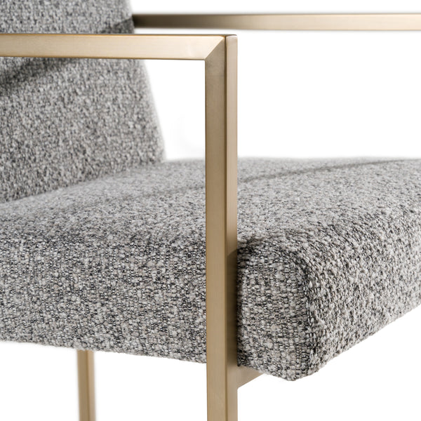 Suzanne Modern Grey Fabric + Antique Brass Dining Chair