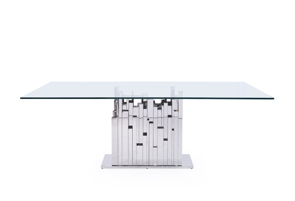 Modrest Edwin Modern Glass & Stainless Steel Dining Table Model VGVCT1828