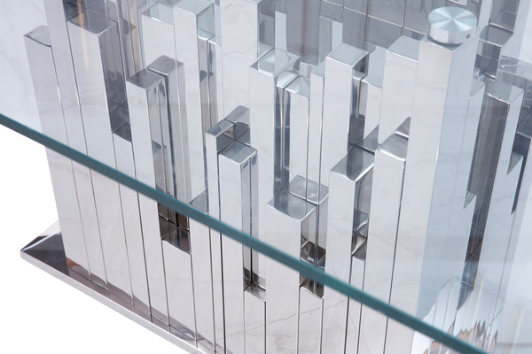 Modrest Edwin Modern Glass & Stainless Steel Dining Table Model VGVCT1828