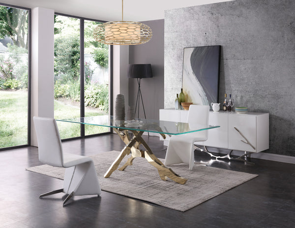 Modrest Legend Modern Glass & Gold Dining Table Model VGVCT8111-GLD
