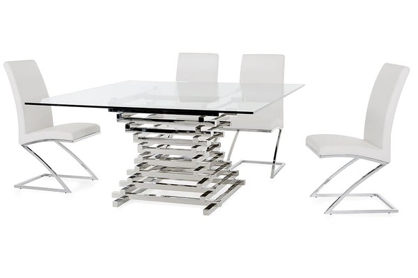Crawford Modern Clear Glass Square Dining Table