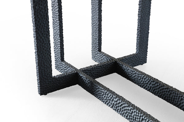 T8963 Sample Natural Oak + Black Metal Dining Table