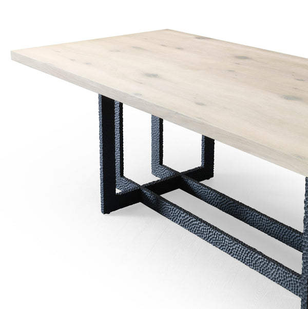 T8963 Sample Natural Oak + Black Metal Dining Table