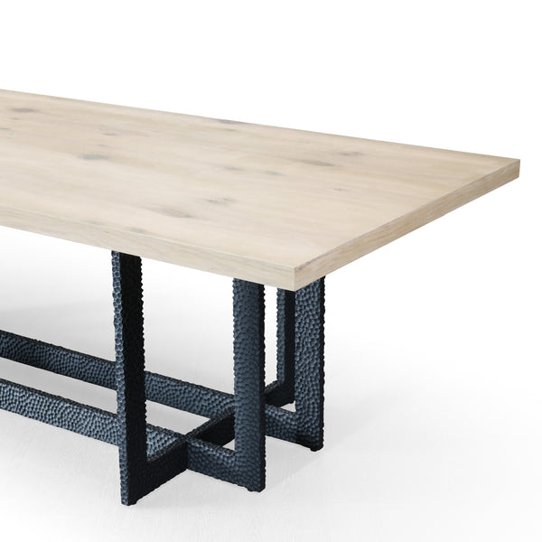 T8963 Sample Natural Oak + Black Metal Dining Table