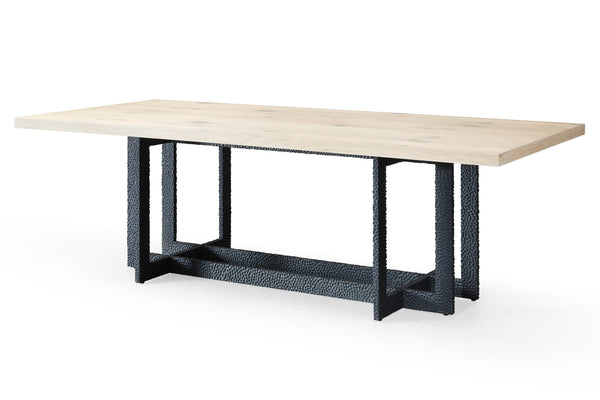 T8963 Sample Natural Oak + Black Metal Dining Table