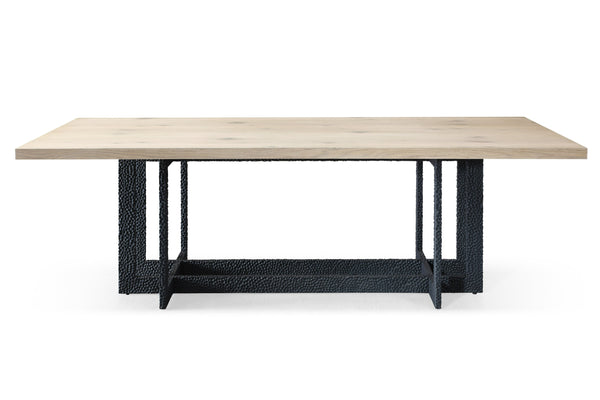 T8963 Sample Natural Oak + Black Metal Dining Table