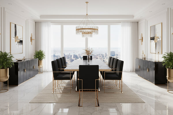 Talin Modern Black Crocodile & Rosegold Buffet