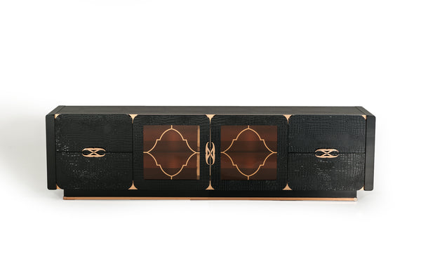 A&X Talin Modern Black Crocodile & Rosegold Tv Stand Model VGUNCK606-215