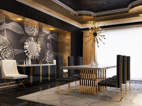 Modrest Kingsley Modern Marble & Rosegold Dining Table Model VGVCT8933