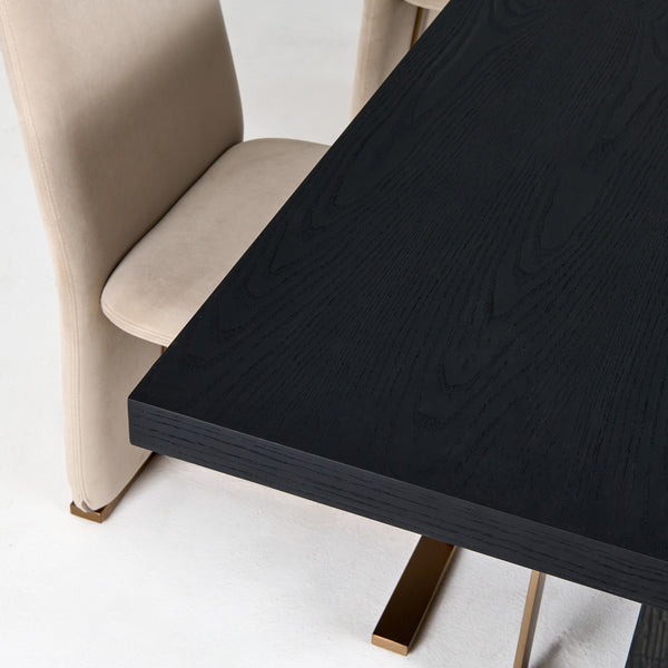 Modrest Tasha Modern Black Ash & Brushed Gold Rectangular Dining Table Model VGVCT2308