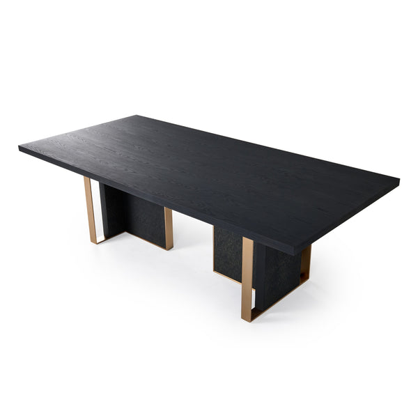 Modrest Tasha Modern Black Ash & Brushed Gold Rectangular Dining Table Model VGVCT2308
