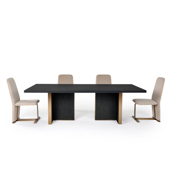 Modrest Tasha Modern Black Ash & Brushed Gold Rectangular Dining Table Model VGVCT2308