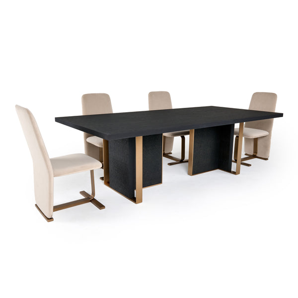 Modrest Tasha Modern Black Ash & Brushed Gold Rectangular Dining Table Model VGVCT2308