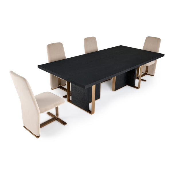 Modrest Tasha Modern Black Ash & Brushed Gold Rectangular Dining Table Model VGVCT2308