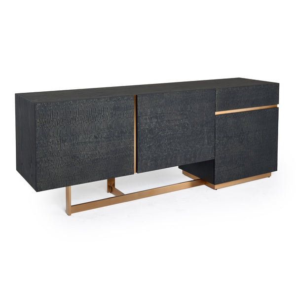 Tasha Modern Black Ash + Brushed Gold Buffet