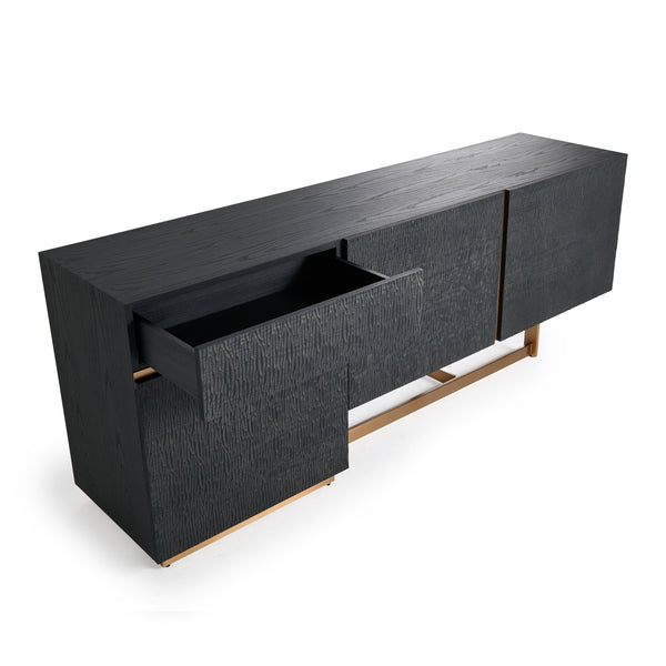 Tasha Modern Black Ash + Brushed Gold Buffet