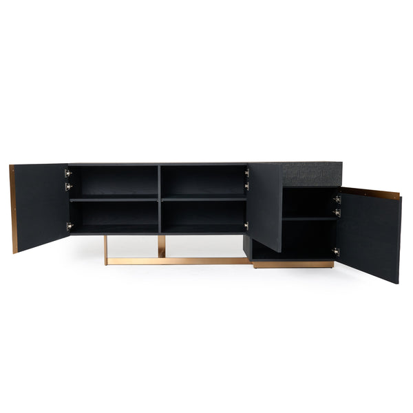Tasha Modern Black Ash + Brushed Gold Buffet