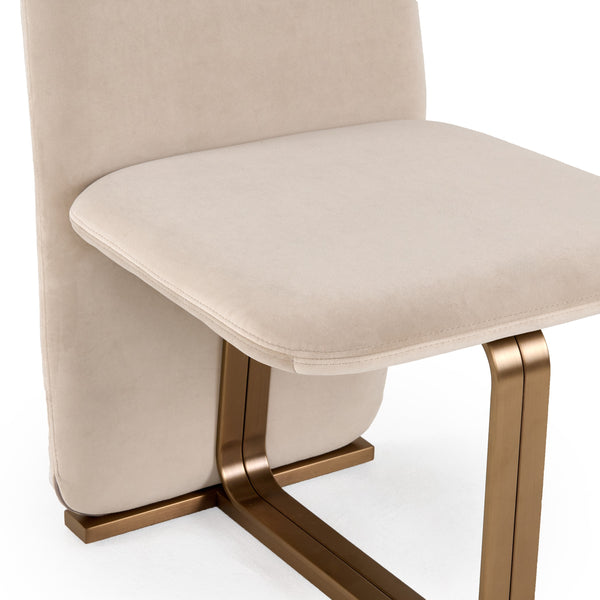 Modrest Tasha Modern Light Beige Grey Velvet & Brushed Brass Dining Chair (Set Of 2) Model VGVC-B2133-LTGRY