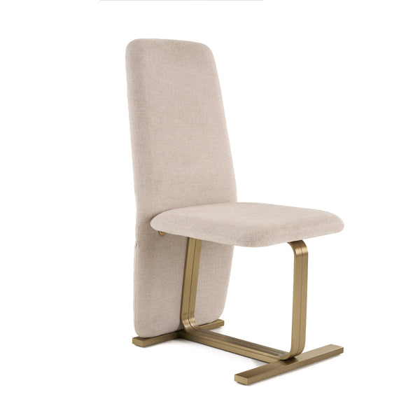 Modrest Tasha Modern Beige Linen & Brushed Brass Dining Chair (Set Of 2) Model VGVC-B2133-BGELN