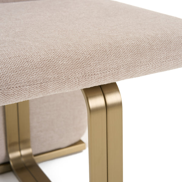 Modrest Tasha Modern Beige Linen & Brushed Brass Dining Chair (Set Of 2) Model VGVC-B2133-BGELN