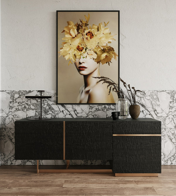 Modrest Tasha Modern Black Ash & Brushed Gold Buffet Model VGVCG2308-BUF